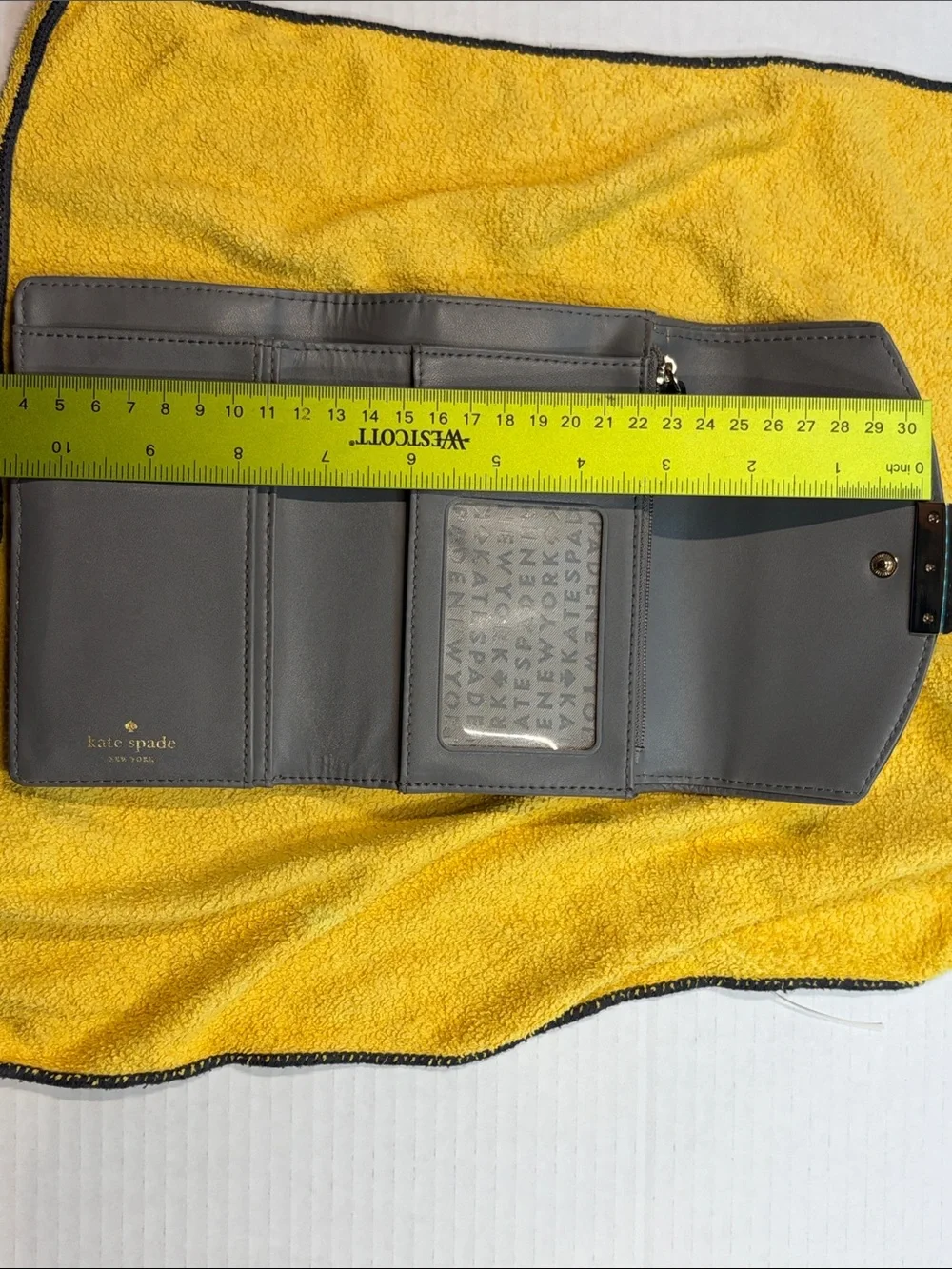 Kate Spade Gray Leather Wallet - Foldover Card Organizer